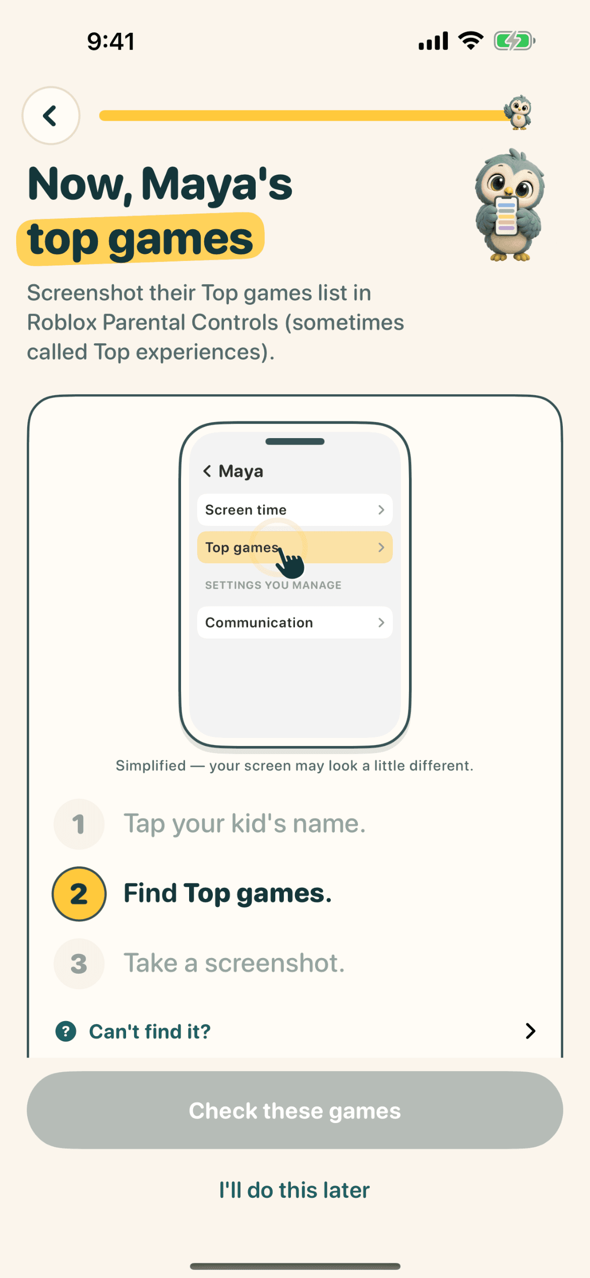 Boundly check screen with a Top games screenshot added